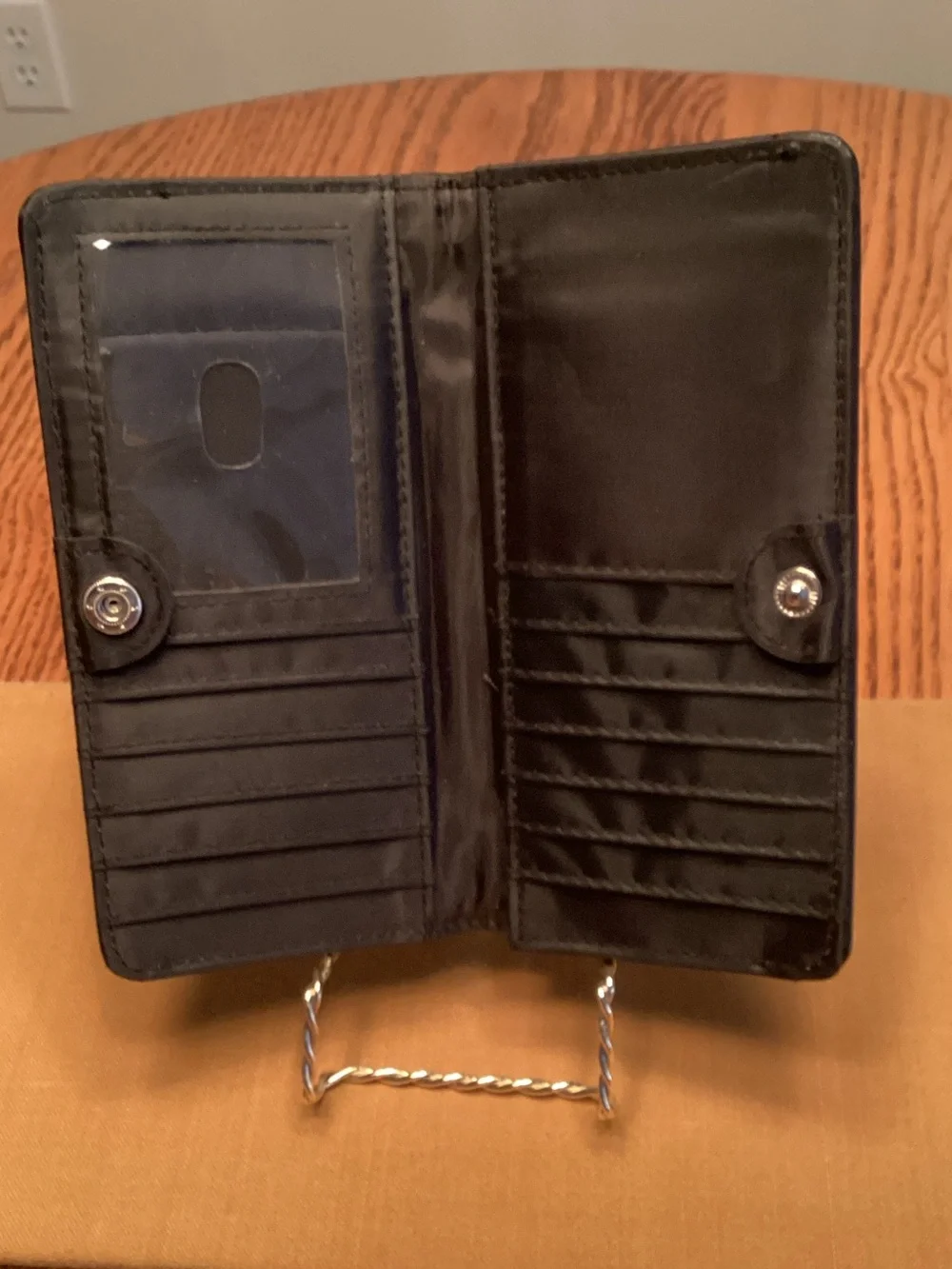 Tahari Black Leather Foldover Wallet